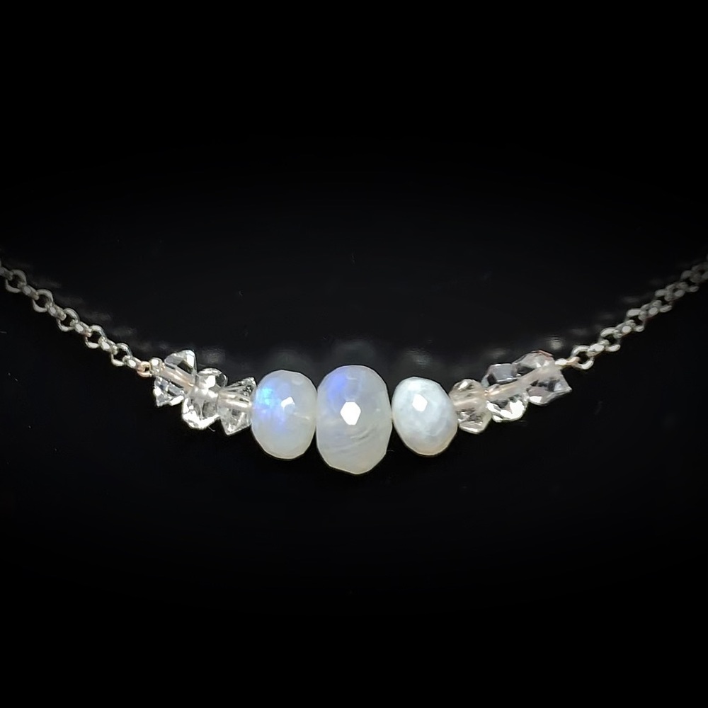 Moonstone & Herkimer Diamond Chocker Necklace! SALE! - Picture 2 of 8